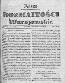 Rozmaitości Warszawskie : pismo dodatkowe do Gazety Korrespondenta Warszawskiego. 1835. Nr 63