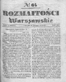 Rozmaitości Warszawskie : pismo dodatkowe do Gazety Korrespondenta Warszawskiego. 1835. Nr 64