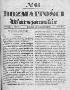 Rozmaitości Warszawskie : pismo dodatkowe do Gazety Korrespondenta Warszawskiego. 1835. Nr 65