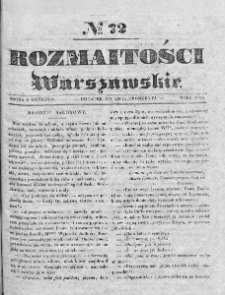 Rozmaitości Warszawskie : pismo dodatkowe do Gazety Korrespondenta Warszawskiego. 1835. Nr 72