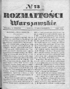 Rozmaitości Warszawskie : pismo dodatkowe do Gazety Korrespondenta Warszawskiego. 1835. Nr 73