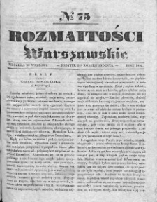 Rozmaitości Warszawskie : pismo dodatkowe do Gazety Korrespondenta Warszawskiego. 1835. Nr 75