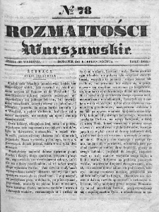 Rozmaitości Warszawskie : pismo dodatkowe do Gazety Korrespondenta Warszawskiego. 1835. Nr 78