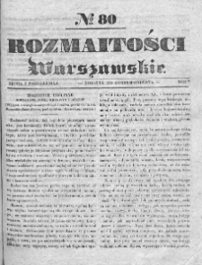Rozmaitości Warszawskie : pismo dodatkowe do Gazety Korrespondenta Warszawskiego. 1835. Nr 80