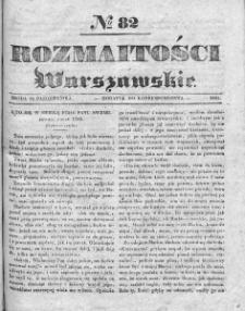 Rozmaitości Warszawskie : pismo dodatkowe do Gazety Korrespondenta Warszawskiego. 1835. Nr 82