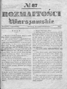 Rozmaitości Warszawskie : pismo dodatkowe do Gazety Korrespondenta Warszawskiego. 1835. Nr 87