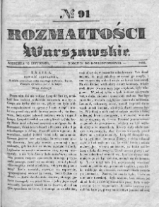 Rozmaitości Warszawskie : pismo dodatkowe do Gazety Korrespondenta Warszawskiego. 1835. Nr 91