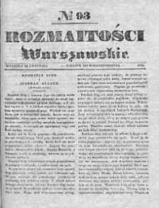 Rozmaitości Warszawskie : pismo dodatkowe do Gazety Korrespondenta Warszawskiego. 1835. Nr 93