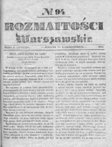 Rozmaitości Warszawskie : pismo dodatkowe do Gazety Korrespondenta Warszawskiego. 1835. Nr 94