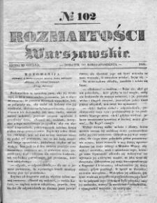 Rozmaitości Warszawskie : pismo dodatkowe do Gazety Korrespondenta Warszawskiego. 1835. Nr 102