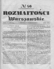 Rozmaitości Warszawskie : pismo dodatkowe do Gazety Korrespondenta Warszawskiego. 1836. Nr 46