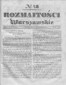Rozmaitości Warszawskie : pismo dodatkowe do Gazety Korrespondenta Warszawskiego. 1836. Nr 48
