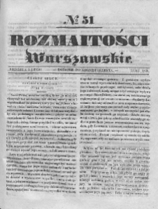 Rozmaitości Warszawskie : pismo dodatkowe do Gazety Korrespondenta Warszawskiego. 1836. Nr 51