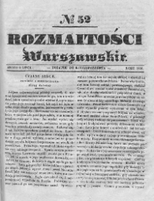 Rozmaitości Warszawskie : pismo dodatkowe do Gazety Korrespondenta Warszawskiego. 1836. Nr 52