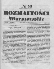 Rozmaitości Warszawskie : pismo dodatkowe do Gazety Korrespondenta Warszawskiego. 1836. Nr 53