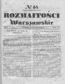 Rozmaitości Warszawskie : pismo dodatkowe do Gazety Korrespondenta Warszawskiego. 1836. Nr 54