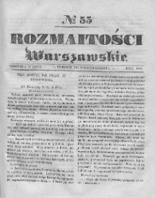 Rozmaitości Warszawskie : pismo dodatkowe do Gazety Korrespondenta Warszawskiego. 1836. Nr 55