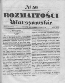 Rozmaitości Warszawskie : pismo dodatkowe do Gazety Korrespondenta Warszawskiego. 1836. Nr 56