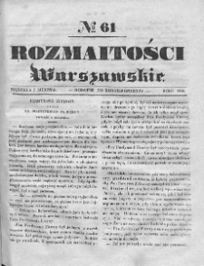 Rozmaitości Warszawskie : pismo dodatkowe do Gazety Korrespondenta Warszawskiego. 1836. Nr 61