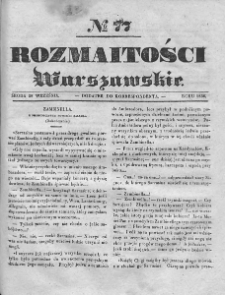 Rozmaitości Warszawskie : pismo dodatkowe do Gazety Korrespondenta Warszawskiego. 1836. Nr 77