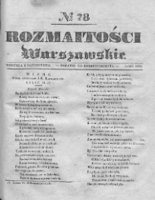 Rozmaitości Warszawskie : pismo dodatkowe do Gazety Korrespondenta Warszawskiego. 1836. Nr 78