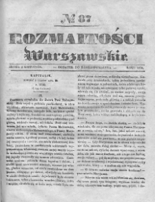 Rozmaitości Warszawskie : pismo dodatkowe do Gazety Korrespondenta Warszawskiego. 1836. Nr 87