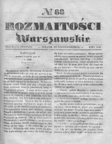 Rozmaitości Warszawskie : pismo dodatkowe do Gazety Korrespondenta Warszawskiego. 1836. Nr 88
