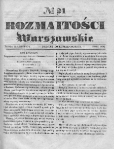 Rozmaitości Warszawskie : pismo dodatkowe do Gazety Korrespondenta Warszawskiego. 1836. Nr 91