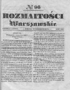 Rozmaitości Warszawskie : pismo dodatkowe do Gazety Korrespondenta Warszawskiego. 1836. Nr 96