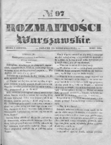 Rozmaitości Warszawskie : pismo dodatkowe do Gazety Korrespondenta Warszawskiego. 1836. Nr 97