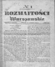 Rozmaitości Warszawskie : pismo dodatkowe do Gazety Korrespondenta Warszawskiego. 1837. Nr 1