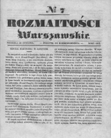 Rozmaitości Warszawskie : pismo dodatkowe do Gazety Korrespondenta Warszawskiego. 1837. Nr 7