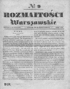 Rozmaitości Warszawskie : pismo dodatkowe do Gazety Korrespondenta Warszawskiego. 1837. Nr 9