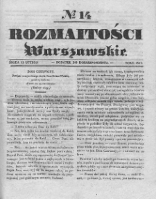 Rozmaitości Warszawskie : pismo dodatkowe do Gazety Korrespondenta Warszawskiego. 1837. Nr 14