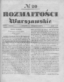 Rozmaitości Warszawskie : pismo dodatkowe do Gazety Korrespondenta Warszawskiego. 1837. Nr 20