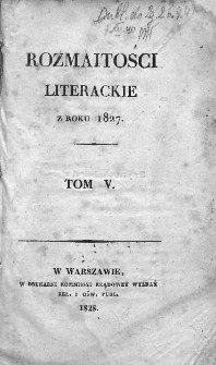 Rozmaitości Literackie z roku 1927. T. V