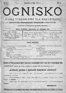 Ognisko : pismo miesięczne obrazkowe dla wszystkich. 1913, nr 19