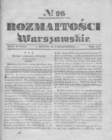Rozmaitości Warszawskie : pismo dodatkowe do Gazety Korrespondenta Warszawskiego. 1837. Nr 26