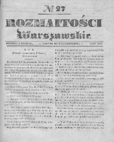 Rozmaitości Warszawskie : pismo dodatkowe do Gazety Korrespondenta Warszawskiego. 1837. Nr 27