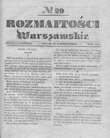 Rozmaitości Warszawskie : pismo dodatkowe do Gazety Korrespondenta Warszawskiego. 1837. Nr 29