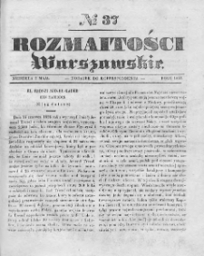 Rozmaitości Warszawskie : pismo dodatkowe do Gazety Korrespondenta Warszawskiego. 1837. Nr 37