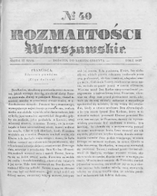 Rozmaitości Warszawskie : pismo dodatkowe do Gazety Korrespondenta Warszawskiego. 1837. Nr 40