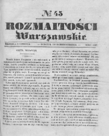 Rozmaitości Warszawskie : pismo dodatkowe do Gazety Korrespondenta Warszawskiego. 1837. Nr 45