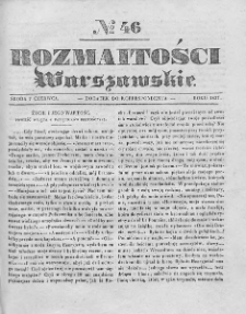 Rozmaitości Warszawskie : pismo dodatkowe do Gazety Korrespondenta Warszawskiego. 1837. Nr 46