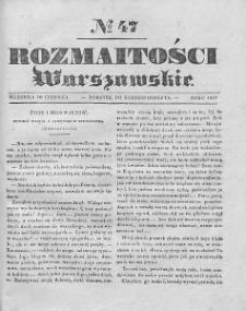 Rozmaitości Warszawskie : pismo dodatkowe do Gazety Korrespondenta Warszawskiego. 1837. Nr 47