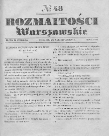Rozmaitości Warszawskie : pismo dodatkowe do Gazety Korrespondenta Warszawskiego. 1837. Nr 48