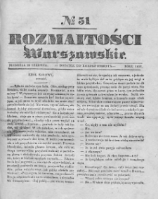 Rozmaitości Warszawskie : pismo dodatkowe do Gazety Korrespondenta Warszawskiego. 1837. Nr 51