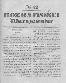 Rozmaitości Warszawskie : pismo dodatkowe do Gazety Korrespondenta Warszawskiego. 1837. Nr 52