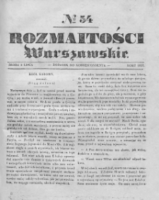 Rozmaitości Warszawskie : pismo dodatkowe do Gazety Korrespondenta Warszawskiego. 1837. Nr 54