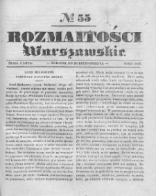 Rozmaitości Warszawskie : pismo dodatkowe do Gazety Korrespondenta Warszawskiego. 1837. Nr 55